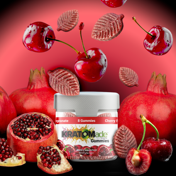 KRATOMade Cherry Pomegranate Gummies 8-ct Jar with 200mg total MIT