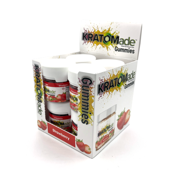 Kratomade Gummies Strawberry Display 8 Jars