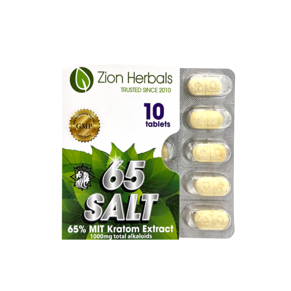 Zion Herbals 65 Salt with 65% MIT Kratom Extract Tablets