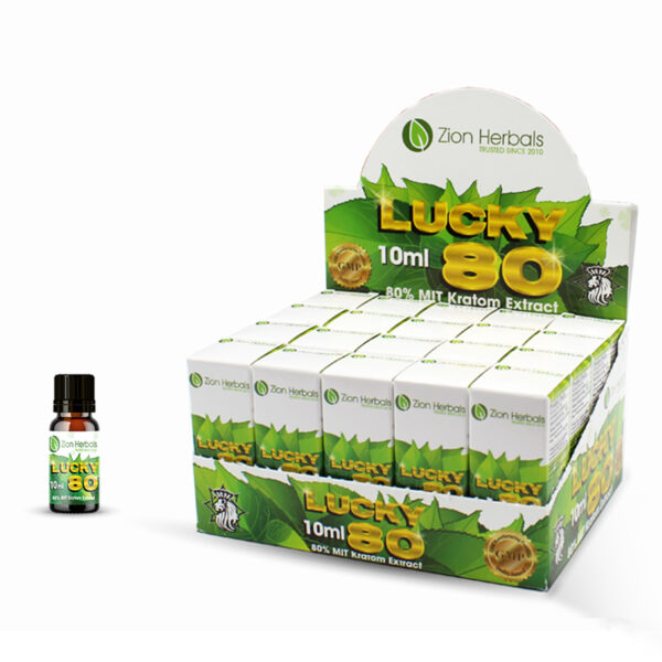 Lucky80 10ml Kratom Extract Retail Display from Zion Herbals