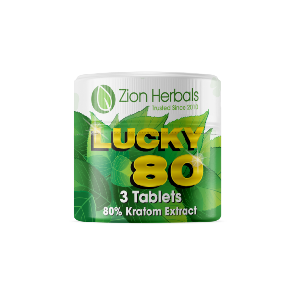 Zion Herbals Lucky 80 ‚Äö√Ñ√¨ 3 Count with 80% Kratom Extract Tablets