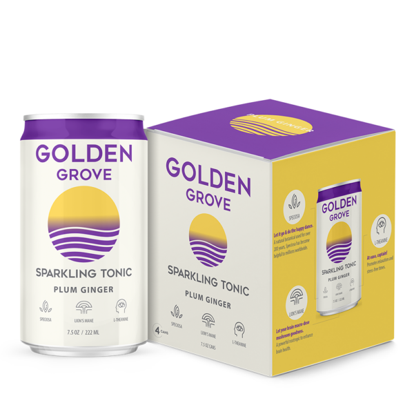 Golden Grove Kratom Lion's Mane Sparkling Tonic 4 Pack