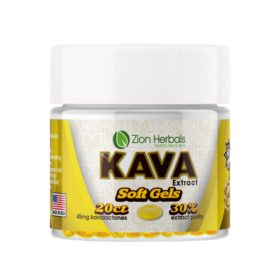 Zion Herbals Kava Soft Gel 20ct with 30% Kavalactones Extract