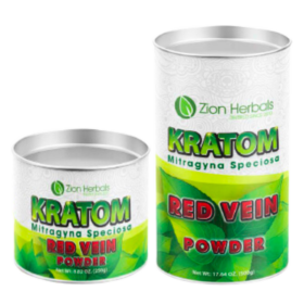 Zion Herbals Red Vein Kratom Powder Canister