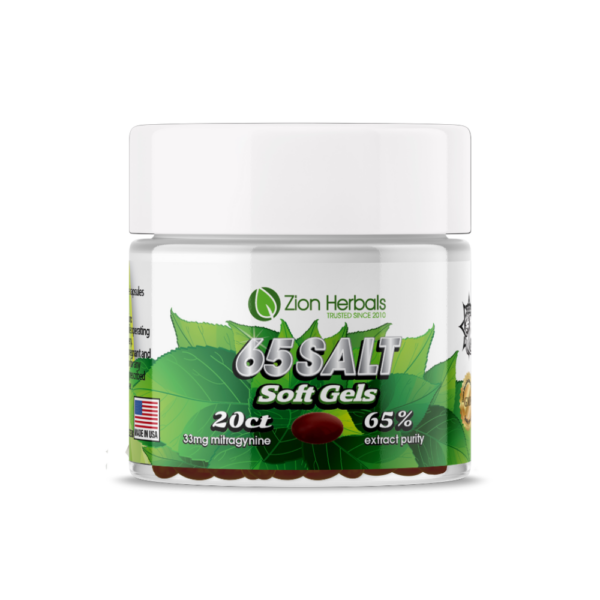 Zion Herbals Salt 65 20ct with 65% MIT Kratom Soft Gel