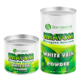 Zion Herbals White Vein Kratom Powder Canister