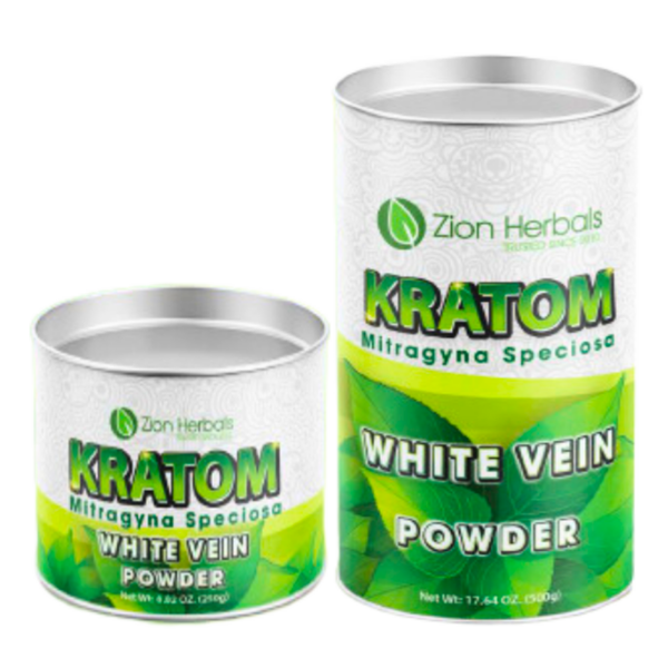 Zion Herbals White Vein Kratom Powder Canister