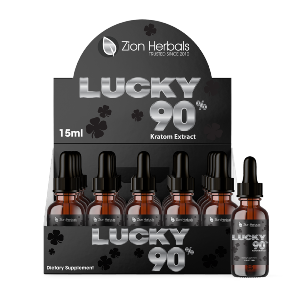 Lucky90 15ml Kratom Liquid Extract Display Case with 90% MIT