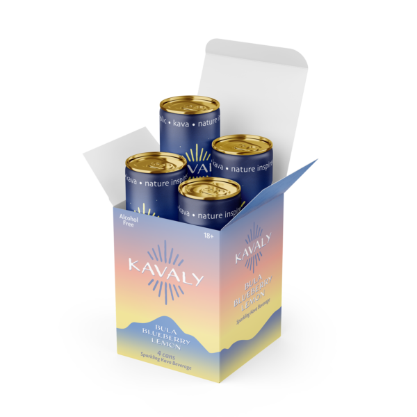 Kavaly Sparkling Beverage 4ct Bula Blueberry Lemon